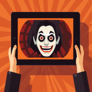 Personnage effrayant dans une tablette